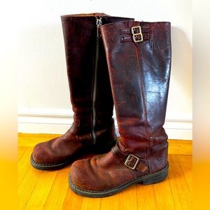 Fluevog knee high burgundy boots